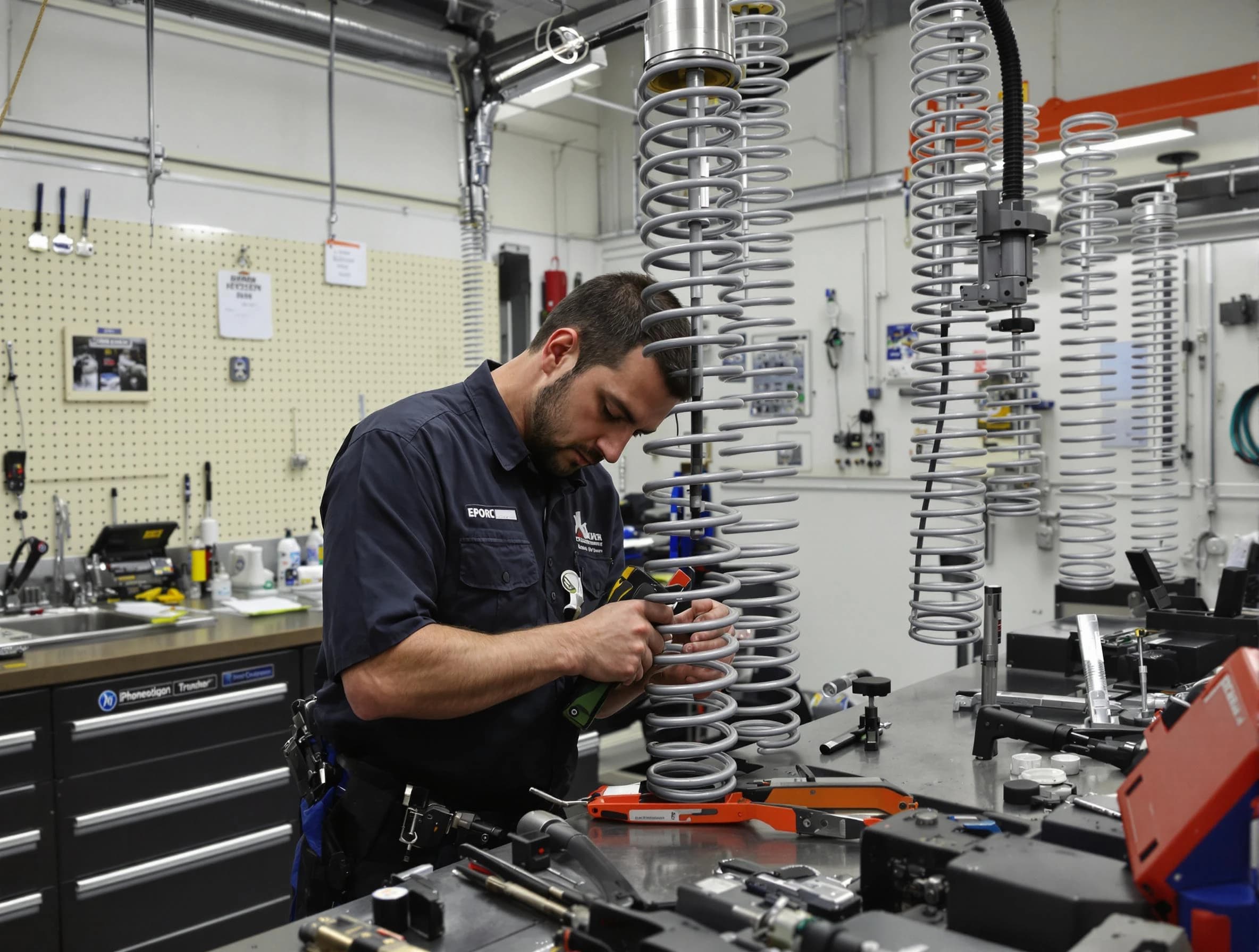 Princeton Garage Door Repair technician performing spring repair in Princeton